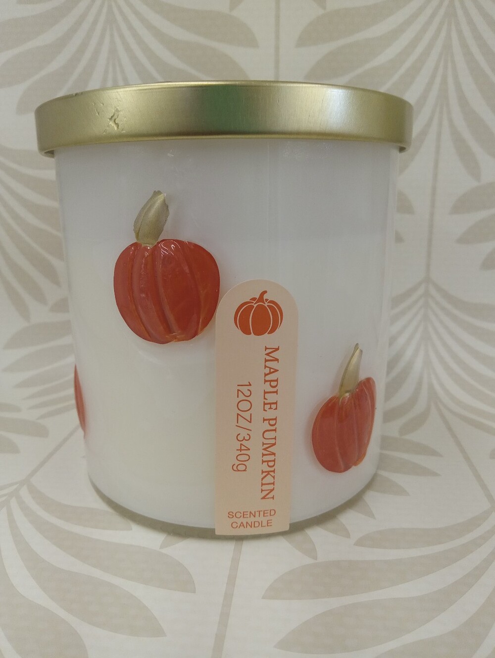Maple Pumpkin Scented Candle - Gold Lid, White Jar